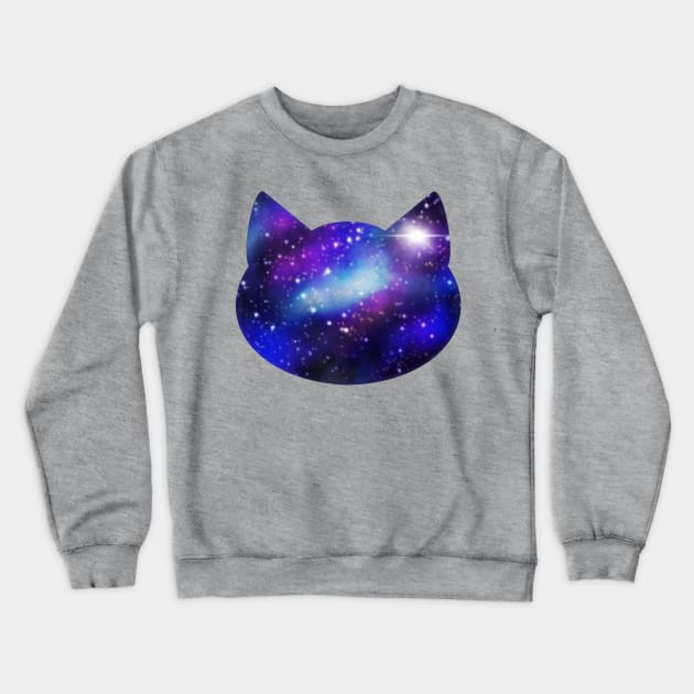 Womens Galaxy Cat Head Silhouette Crewneck Sweatshirt by DeesDeesigns